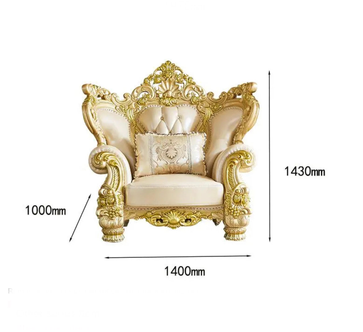 2023 New Arrival Antique European Sofa Baroque Style Classic Design Real Leather Sofa Set 