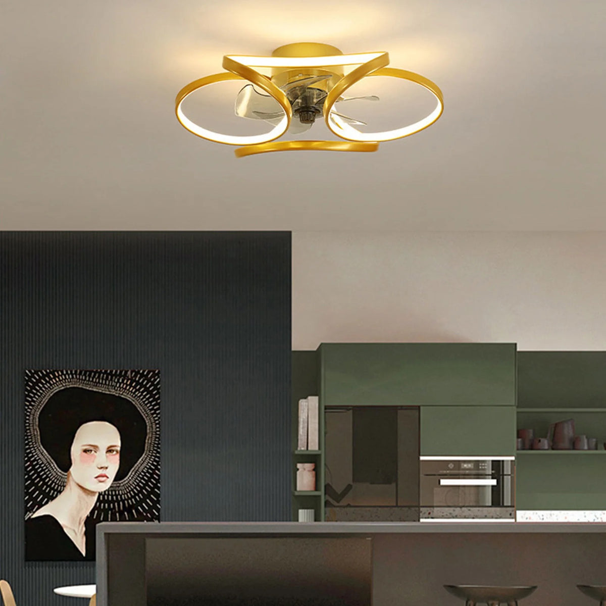 Modern Ventilation Fans Indoor Kitchen, Bedroom Remote Control Office Ceiling Fan Light