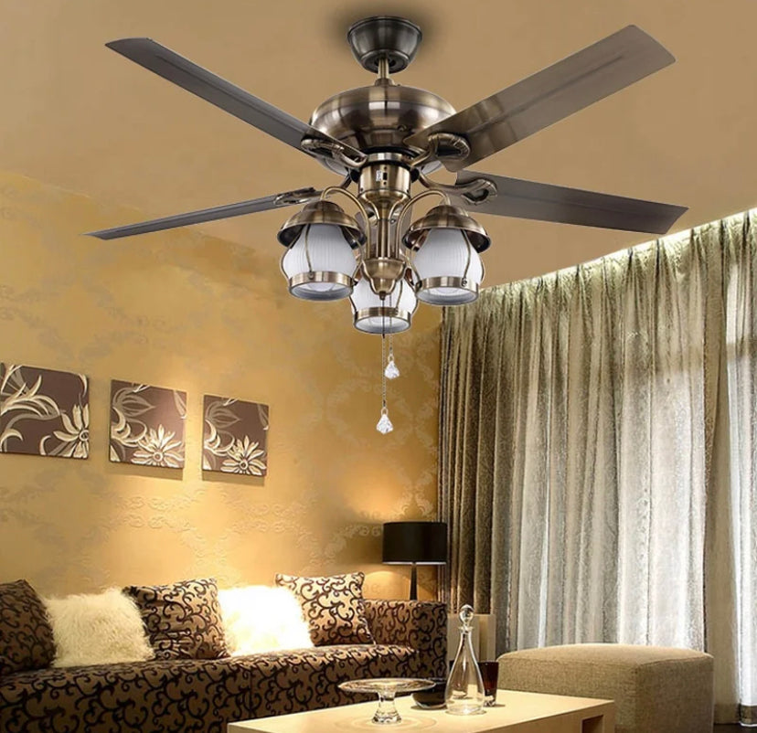 Modern Ventilation Fans Indoor Living Room, Dining Room Ceiling Fan American Style 52 Inch Ceiling Fan Light