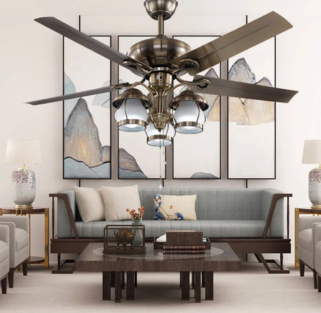 Modern Ventilation Fans Indoor Living Room, Dining Room Ceiling Fan American Style 52 Inch Ceiling Fan Light