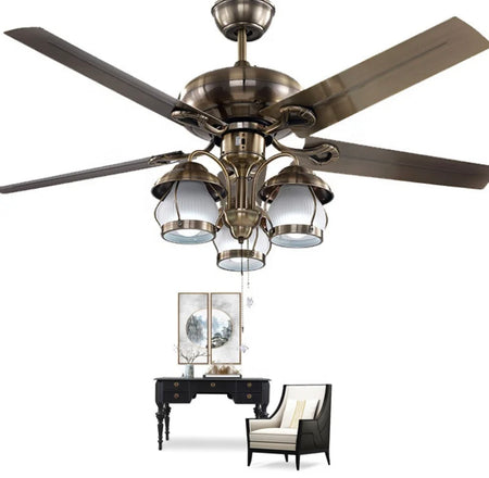 Modern Ventilation Fans Indoor Living Room, Dining Room Ceiling Fan American Style 52 Inch Ceiling Fan Light