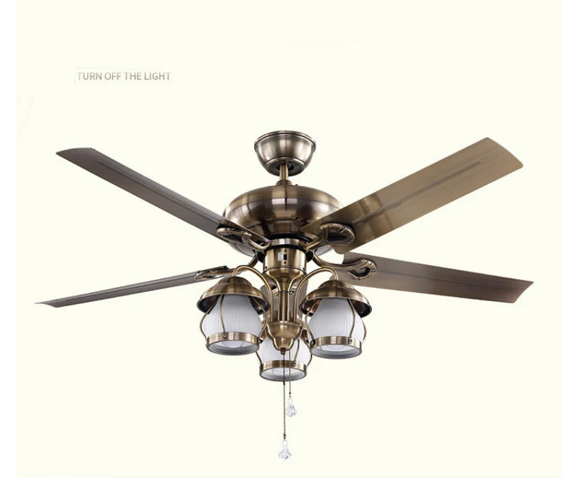 Modern Ventilation Fans Indoor Living Room, Dining Room Ceiling Fan American Style 52 Inch Ceiling Fan Light