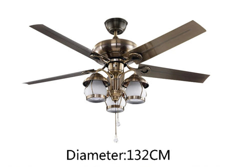 Modern Ventilation Fans Indoor Living Room, Dining Room Ceiling Fan American Style 52 Inch Ceiling Fan Light