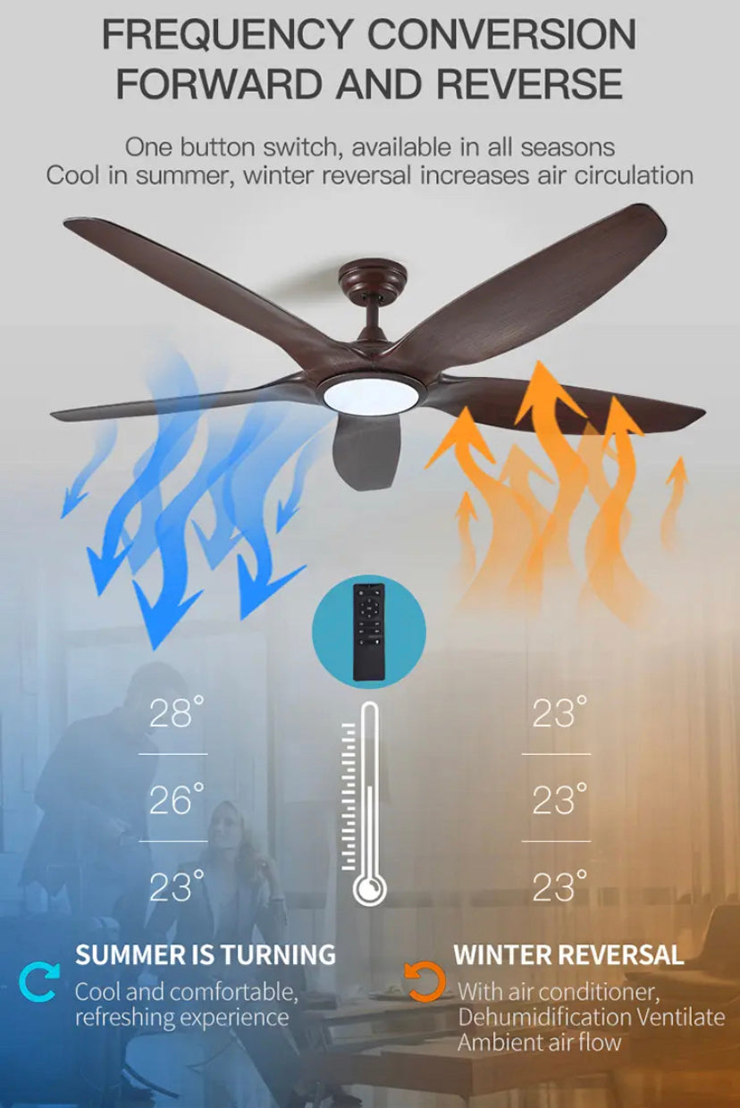 Modern Ventilation Fans Home, Hotel Dining Room, Living Room, Bedroom 60 Inch Big Ceiling Fan With Led Light