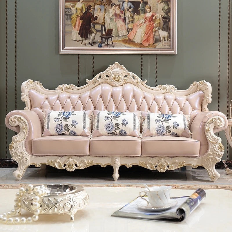 Sofa Set Baroque Carved Gold Distressed Color Antique Italian Luxury Sofa Sets