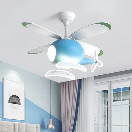 Modern Ventilation Fans Designer Decorative Children's Room Lighting Bedroom Luxury Wood Ceiling Led Light Fans