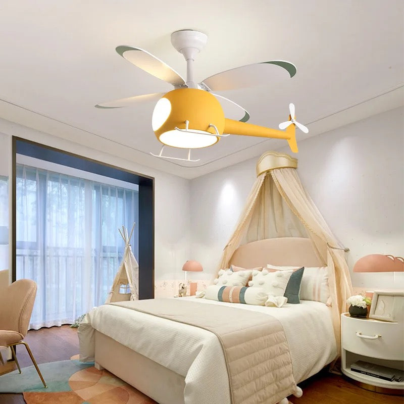 Modern Ventilation Fans Designer Decorative Children's Room Lighting Bedroom Luxury Wood Ceiling Led Light Fans