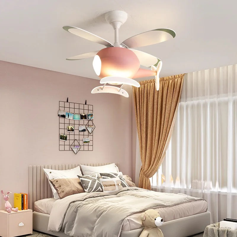 Modern Ventilation Fans Designer Decorative Children's Room Lighting Bedroom Luxury Wood Ceiling Led Light Fans