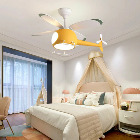 Modern Ventilation Fans Designer Decorative Children's Room Lighting Bedroom Luxury Wood Ceiling Led Light Fans