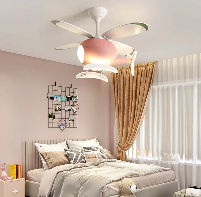 Modern Ventilation Fans Designer Decorative Children's Room Lighting Bedroom Luxury Wood Ceiling Led Light Fans