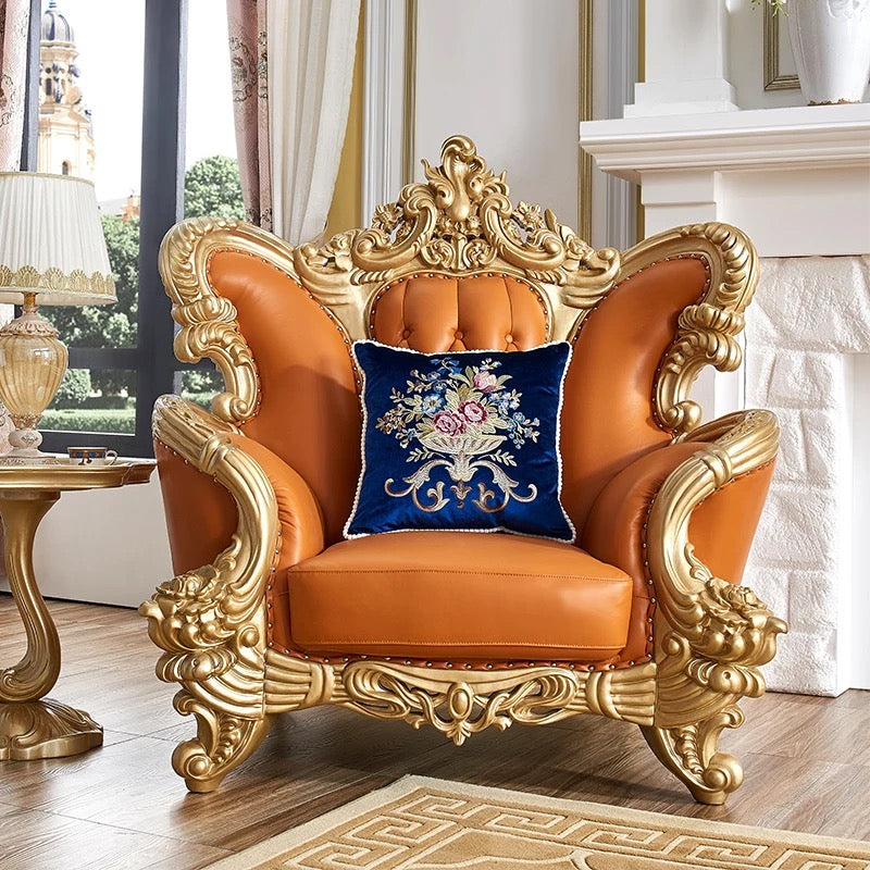 Sofa Set Baroque Carved Gold Distressed Color Antique Italian Luxury Sofa Sets