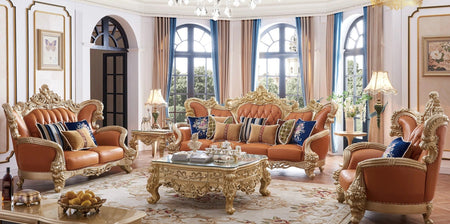 Sofa Set Baroque Carved Gold Distressed Color Antique Italian Luxury Sofa Sets