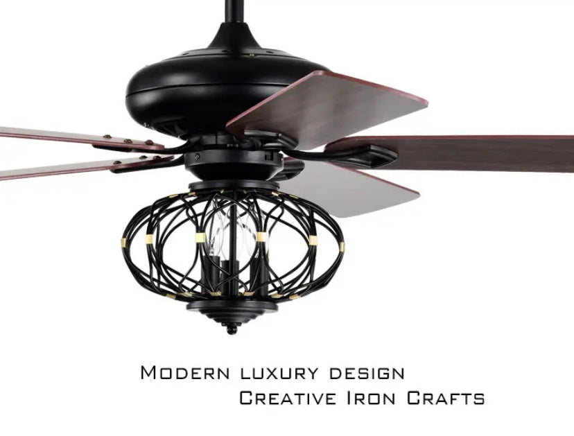 Modern Ventilation Fans 52 Inch Indoor Decorative Ceiling Fan Light Bedroom, Dining Room, Living Room Adjustable Air Conditioning