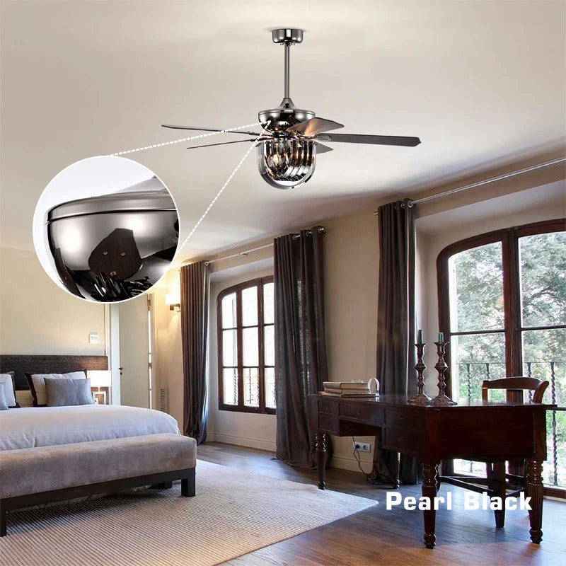 Modern Residential Ventilation Fans Home Decorative Remote Control Crystal Ceiling Fan Light Living Room , Dining Room, Bedroom Led Ceiling Fan 