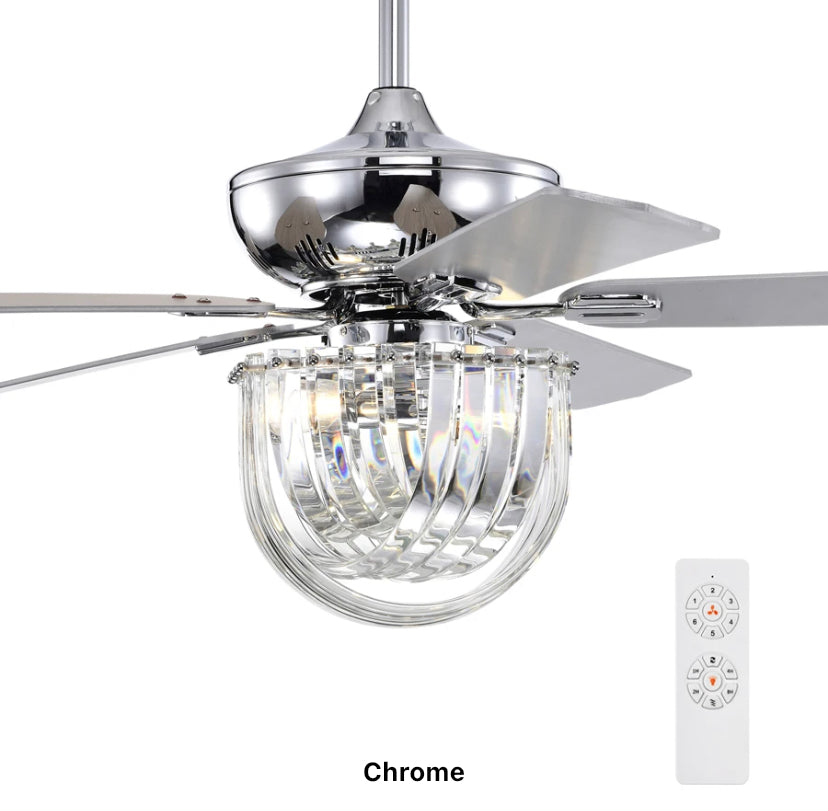 Modern Residential Ventilation Fans Home Decorative Remote Control Crystal Ceiling Fan Light Living Room , Dining Room, Bedroom Led Ceiling Fan 