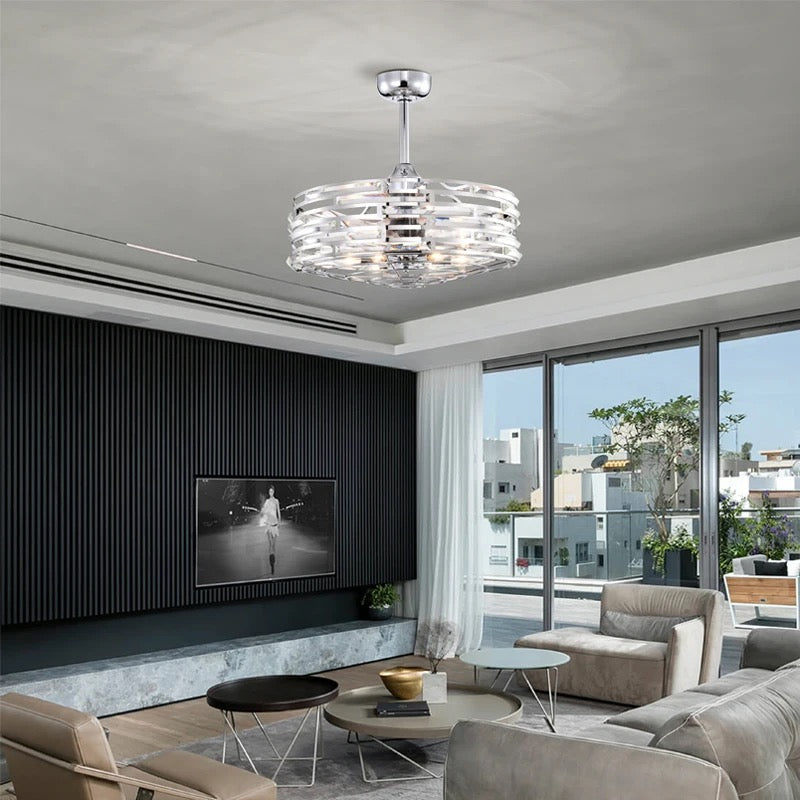 Modern Ventilation Fans Indoor Kitchen Dining Room , Living Room Crystal Ceiling Fan 24 Inch Ceiling Fans Lights