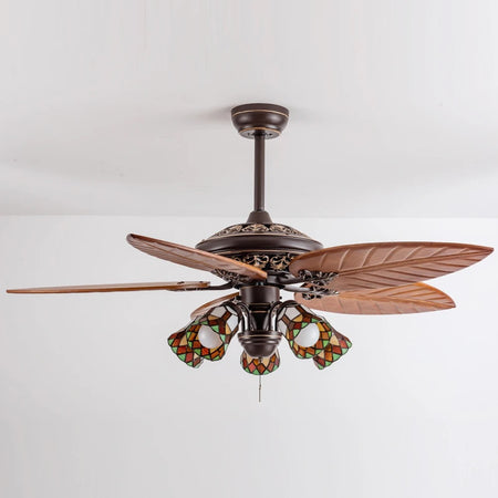 Modern Classic American Retro Ventilation Fans Dining Room. Living Room Wood Blade Ceiling Fan Light