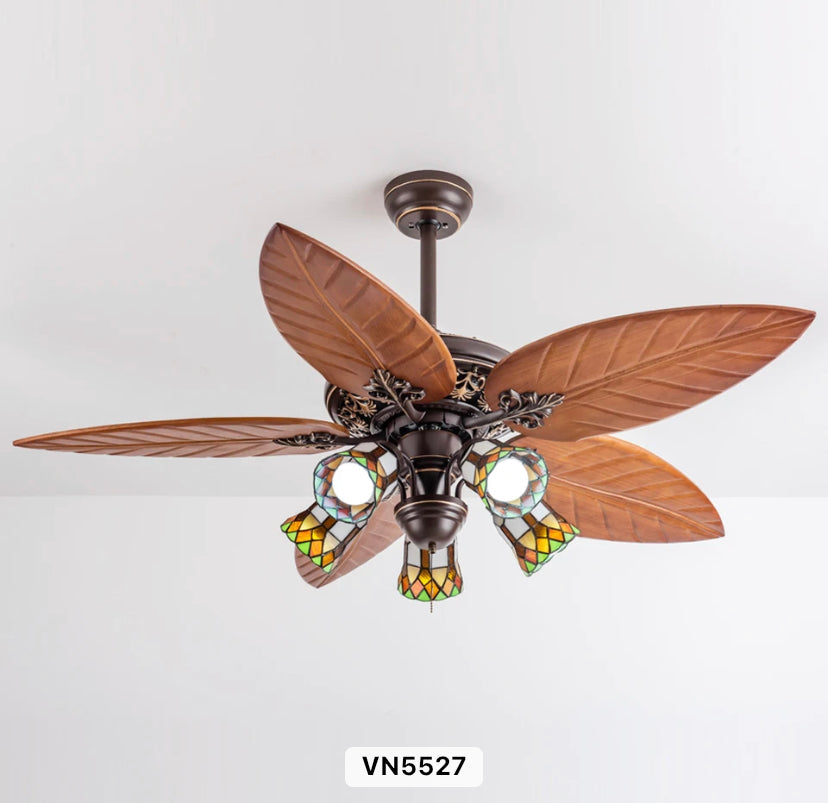 Modern Classic American Retro Ventilation Fans Dining Room. Living Room Wood Blade Ceiling Fan Light