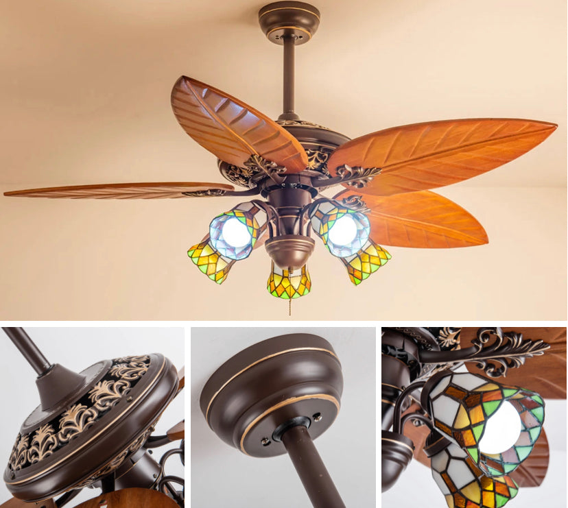 Modern Classic American Retro Ventilation Fans Dining Room. Living Room Wood Blade Ceiling Fan Light