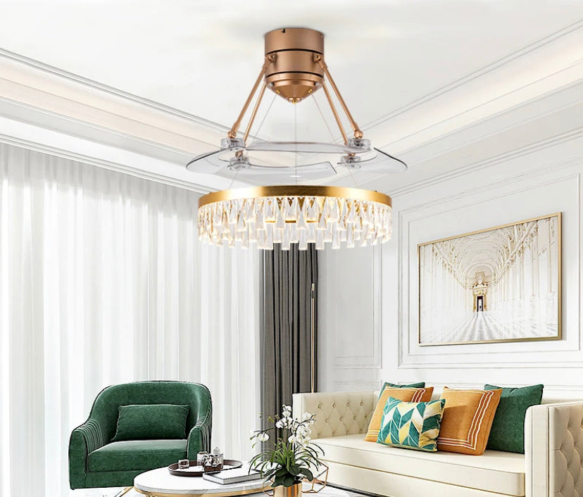 Designer Ventilation Fans Indoor Crystal Ceiling Fan  Living Room, Dining Room European Style Ceiling Fan Light