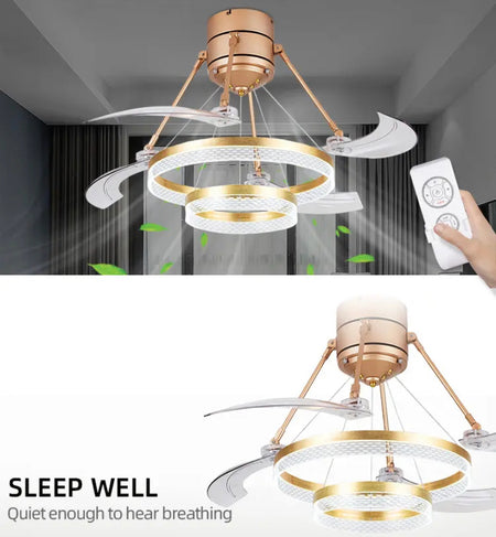 Modern Ventilation Fans 48 Inch Indoor Home Bedroom, Living Room Led Retractable Ceiling Fan Remote Ceiling Light