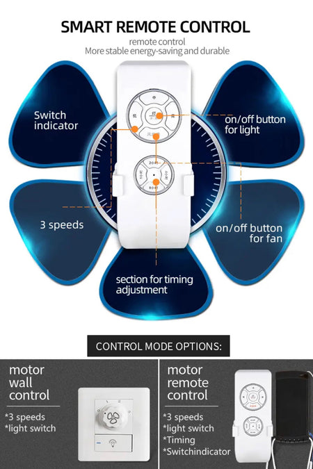 Modern Ventilation Fans 48 Inch Indoor Home Bedroom, Living Room Led Retractable Ceiling Fan Remote Ceiling Light