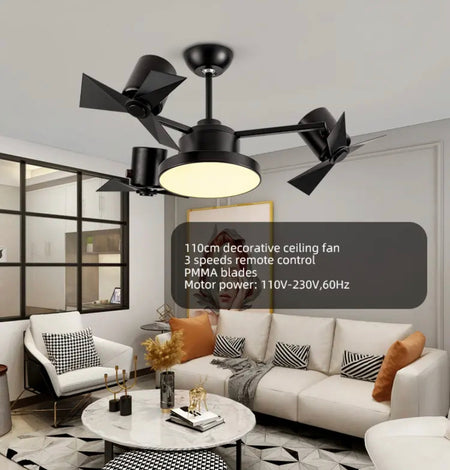 Designer Ventilation Fans Indoor Low Noise Ceiling Fan Bedroom, Dining Room, Living Room Ceiling Fan Light