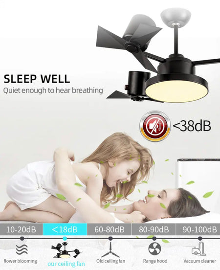 Designer Ventilation Fans Indoor Low Noise Ceiling Fan Bedroom, Dining Room, Living Room Ceiling Fan Light