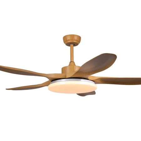 Modern Nordic Ventilation Fans 5 Solid Wood Blades Ceiling Light Retro Household Fan Lights