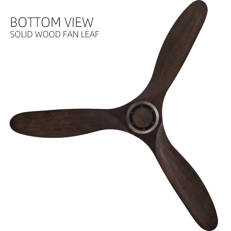 Modern Ventilation Fans Household Bedroom, Living Room, Dining Room Solid Wood Blades Remote Control Led Ceiling Fan Light