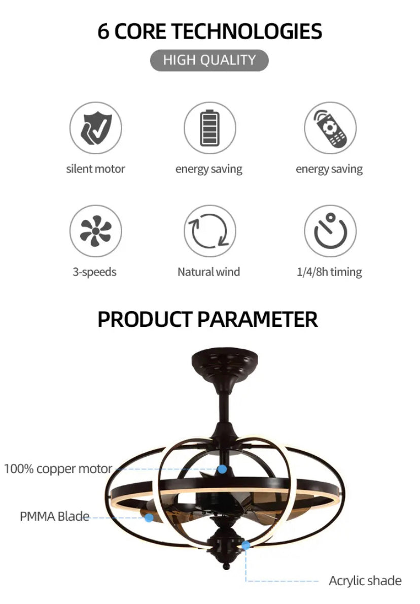 Modern Wind Ceiling Light Home, Hotel Dining, Living Room Ventilation Fans Ceiling Fan Lights