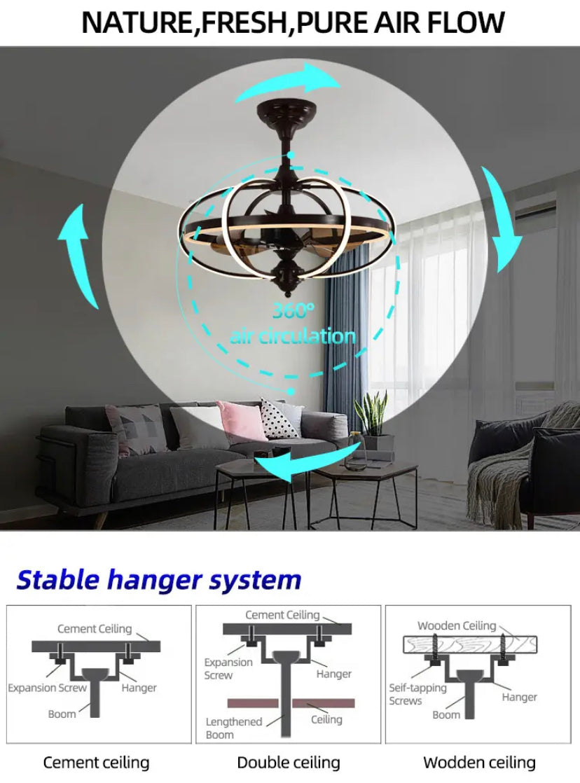 Modern Wind Ceiling Light Home, Hotel Dining, Living Room Ventilation Fans Ceiling Fan Lights