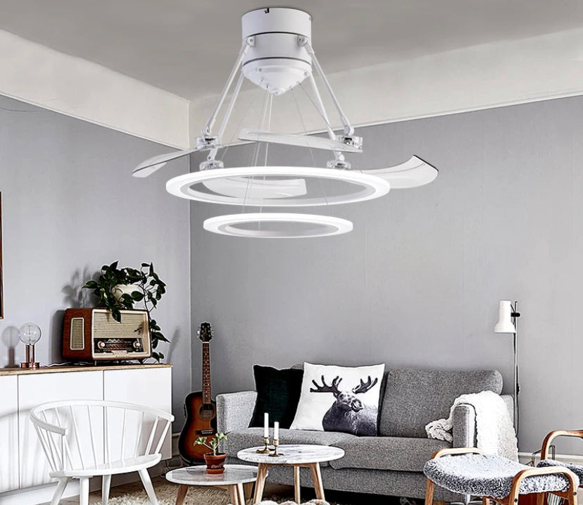 Decorative Luxury White 48 Inch Lighting Acrylic Fans With Lights And Remote Ceiling Fan Light LED