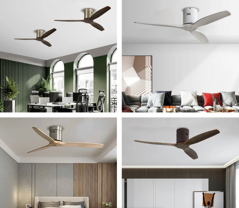 Modern Ceiling Fan Solid Wood Brushed Nickel Home, Office Ceiling Fan Lights