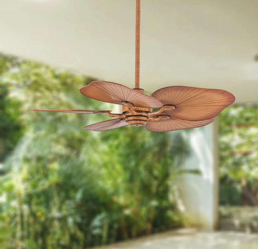 Vintage Ventilation Fans 52 Inch Palm Leaf American Style Home, Hotel Ceiling Fan Light