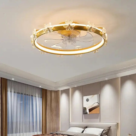 Modern Ventilation Fans Smart Rotating Ceiling Fan Home Bedroom, Kitcken Crystal Ceiling Fan Light 