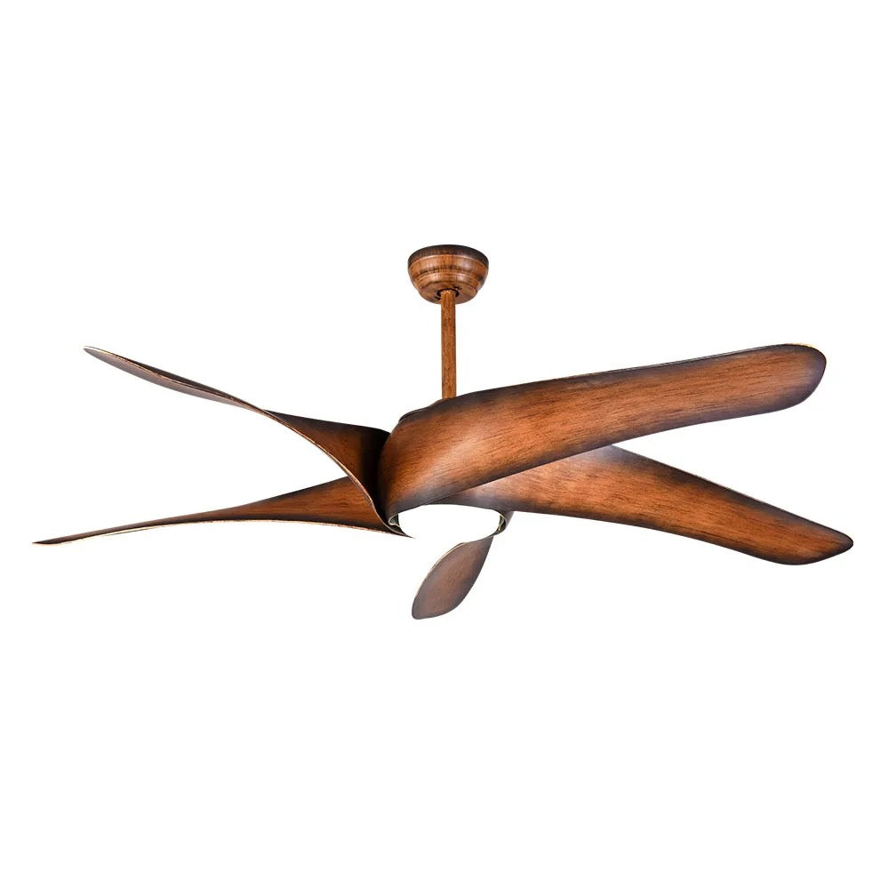 Modern Ventilation Fans Natural Wood Grain Living Room Ceiling Fan LED Remote Control Fan Lights