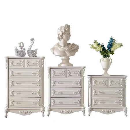 Bedroom Set White Solid Ash Wood French Antique Bedroom Furniture Design