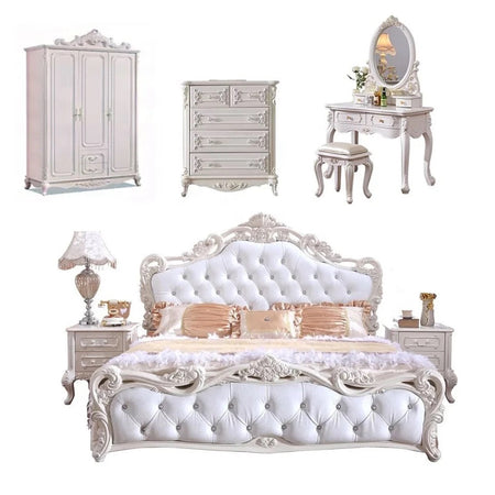 Bedroom Set White Solid Ash Wood French Antique Bedroom Furniture Design