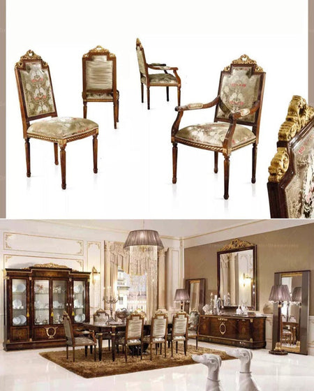 English Baroque Design Luxury Dining Furniture Set Antique Solid Wood Esszimmer-Set