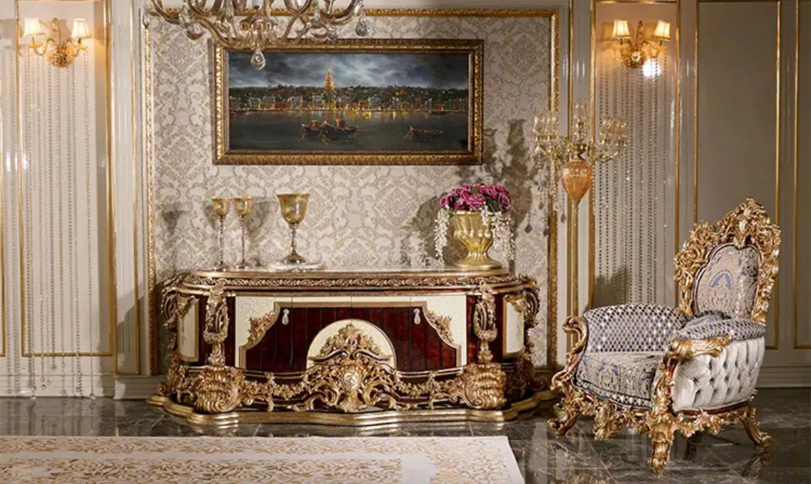 Bedroom Furniture Classic Antique Hand Made King Canopy Bed Set Luxury Design Wooden Furniture