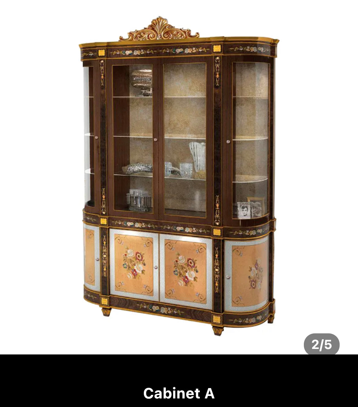 Display Cabinet European Sideboard Hand Painted Wooden Wine Cabinet Luxury Living Room Furniture