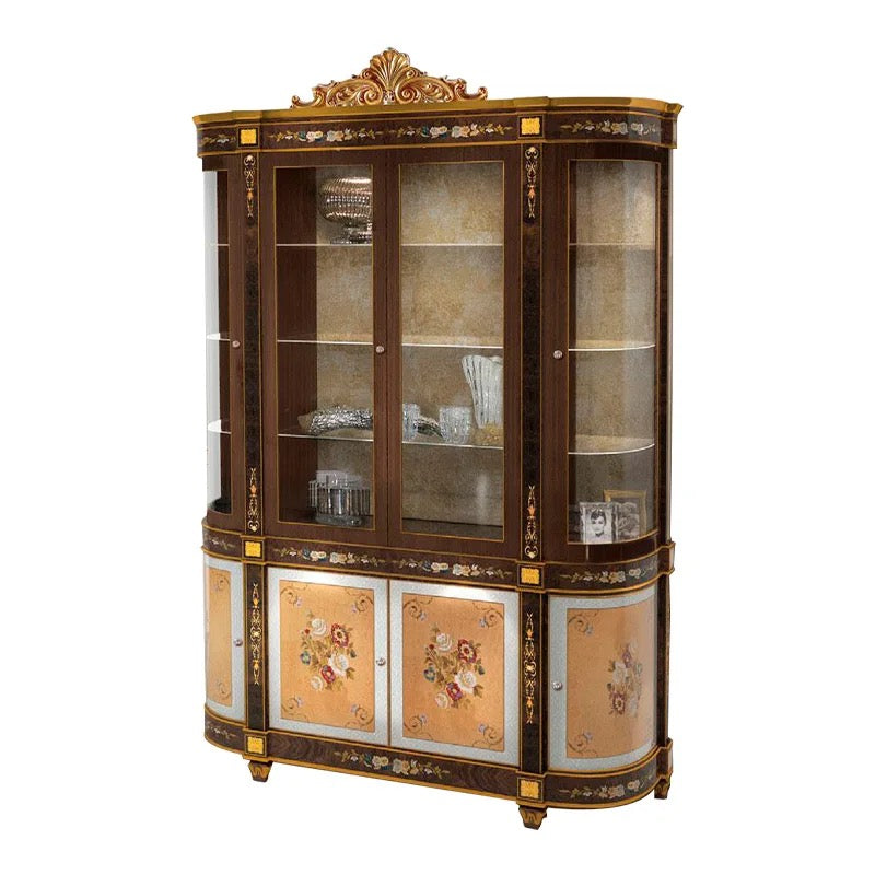 Display Cabinet European Sideboard Hand Painted Wooden Wine Cabinet Luxury Living Room Furniture