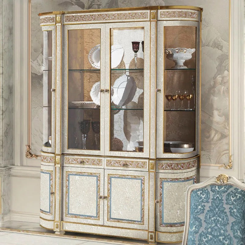 Display Cabinet European Sideboard Hand Painted Wooden Wine Cabinet Luxury Living Room Furniture