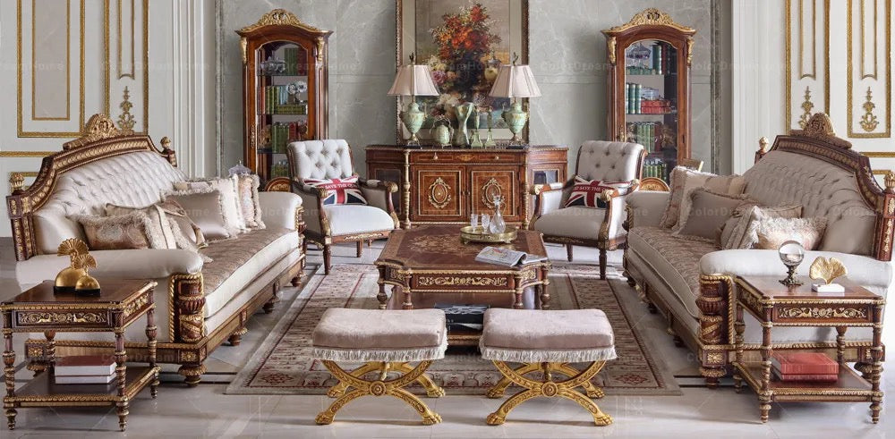 4+3+1 Sofa Set Rococo Antique Living Room Office Furniture Luxury Arabic Royal Style Sofas