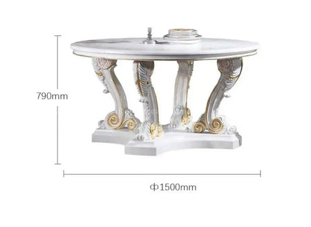 Dining Room Furniture Luxury Carving Wood 6 Seater Round Dining Table Set Baroque Design Furniture