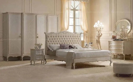 Bedroom Furniture Set Baroque Italian Luxury Solid Wood Golden Bedroom Bed Sets