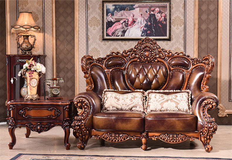 Sectional Sofa European Luxury Living Room Sofa Antique 7 Seater Hand Carved Solid Wood Baroque Design Sofas