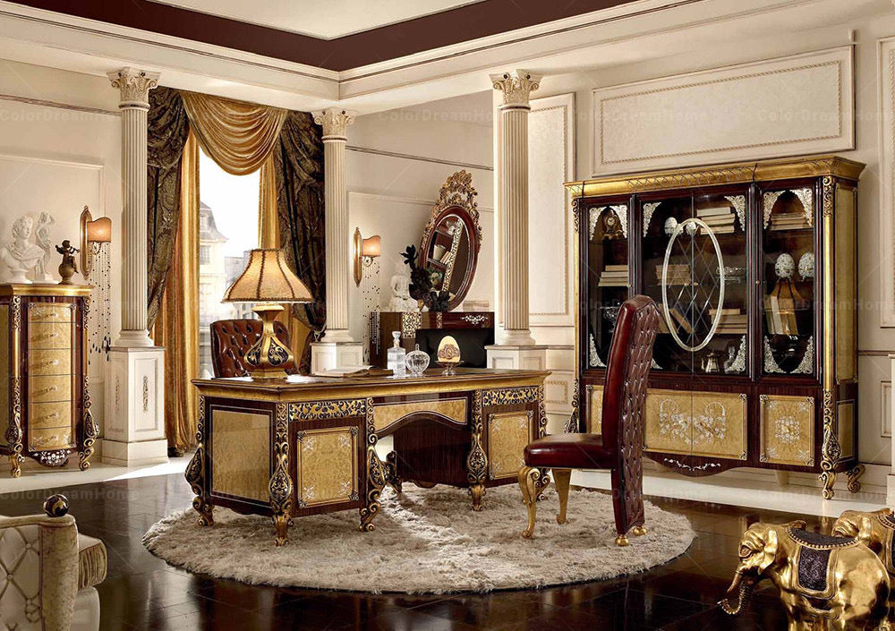 Luxury Cabinet European Royal Luxury Restaurant Glass Display 4 Doors Cabinet Baroque Design Furniture