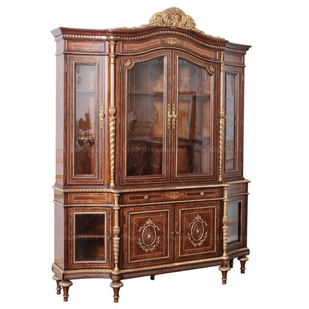 Display Cabinet British Royal Antique Luxury Dining Room Furniture Wooden Glass Display Cabinet